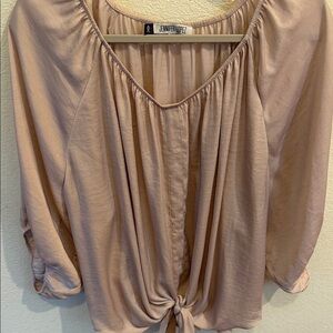 Jennifer Lopez Soft Pink Tie-Front Blouse